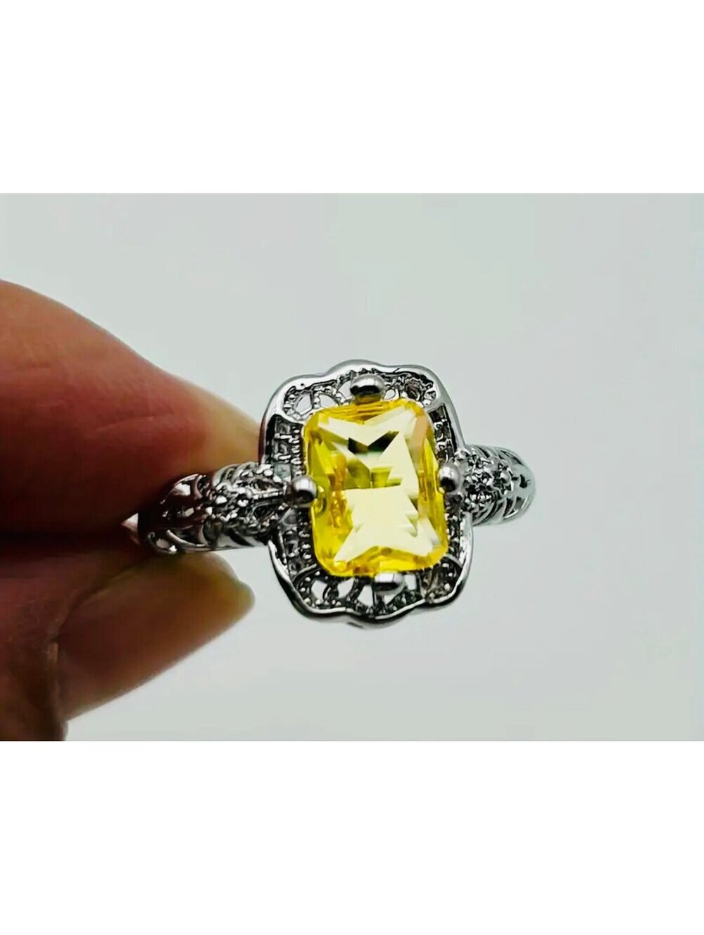 New - Exquisite - Vintage - Antique Silver Birthstone Ring - Size 7